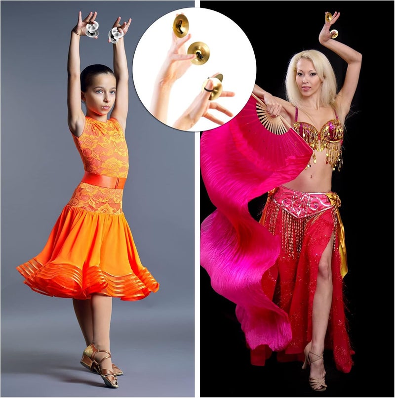 Fiada 40 Pcs Finger Cymbals Belly Dancing Musical Instrument Percussion Zills Instruments for Adults Dancer Party (Gold, Silver) - Image 5